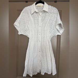 Elegant White Eyelet Mini Dress